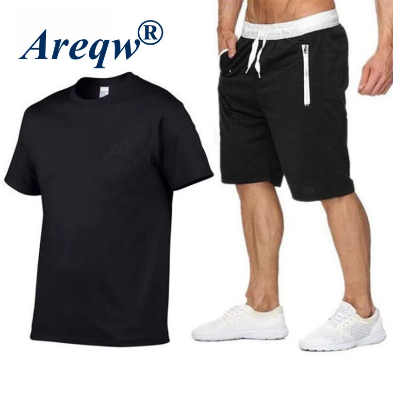 

Men's Leisure Sports Short Sleeve T-shirt Set Spring and Summer Fashion Round Neck 3D Printed T-shirt + Sports Shorts