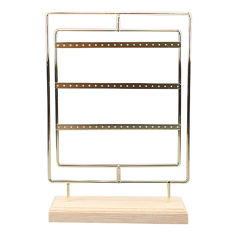 Вращающийся металлический органайзер для сережек деревянный держатель