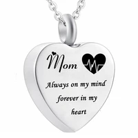electrocardiogram heart pendant cremation jewelry mom always on my mind forever in my heart memorial urn necklace ashes keepsake