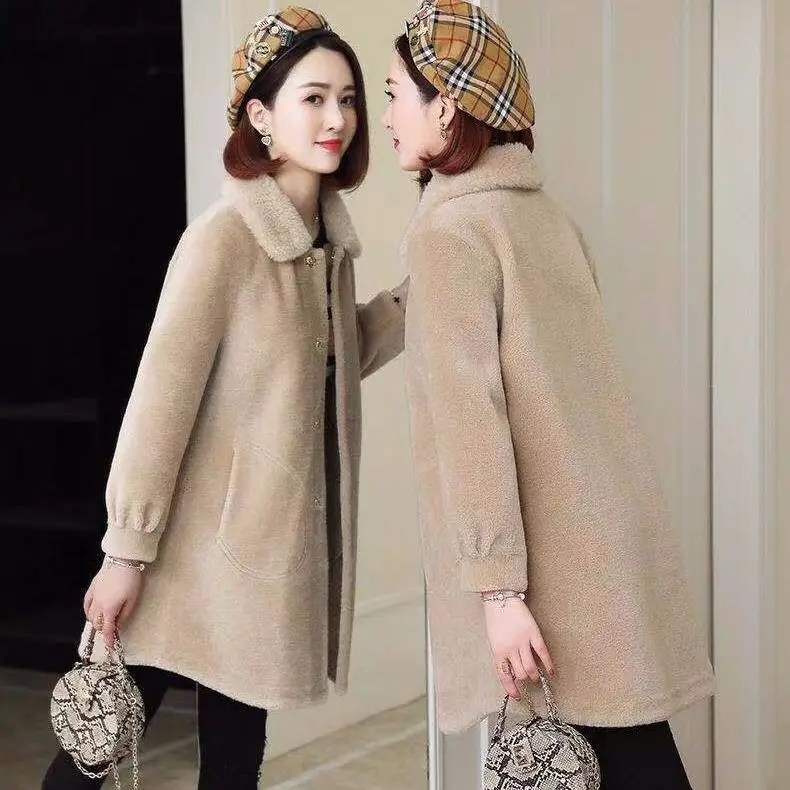 

Women New 2020 Autumn Winter Real Fur Sheep Fur Coat Female Genuine Wool Coats Thick Warm Sheep Shearing Jacket Overcoat L719