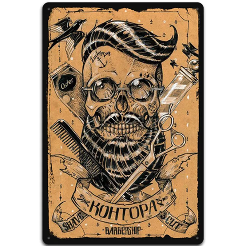 

Retro Poster for Barber Shop Metal Poster Bar Pub Tin Sign Plaque Retro Haircut Iron Plates Printing Home Decor 20x30cm