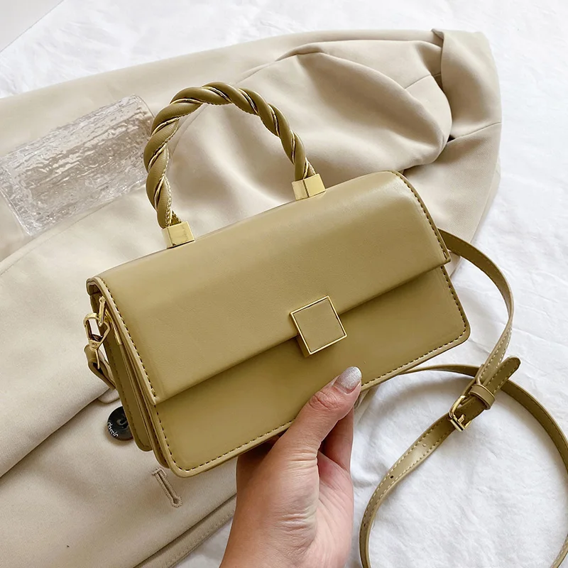 

Solid Color Fashion Leather One-shoulder Messenger Bags for Women 2021 All-match Ladies Crossbody Bags Ladies Handbag Sac A Main
