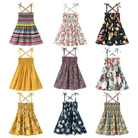 summer girls floral dress sling ruffles bohemian beach princess dresses for girl clothing 1 7 years kids childrens clothing