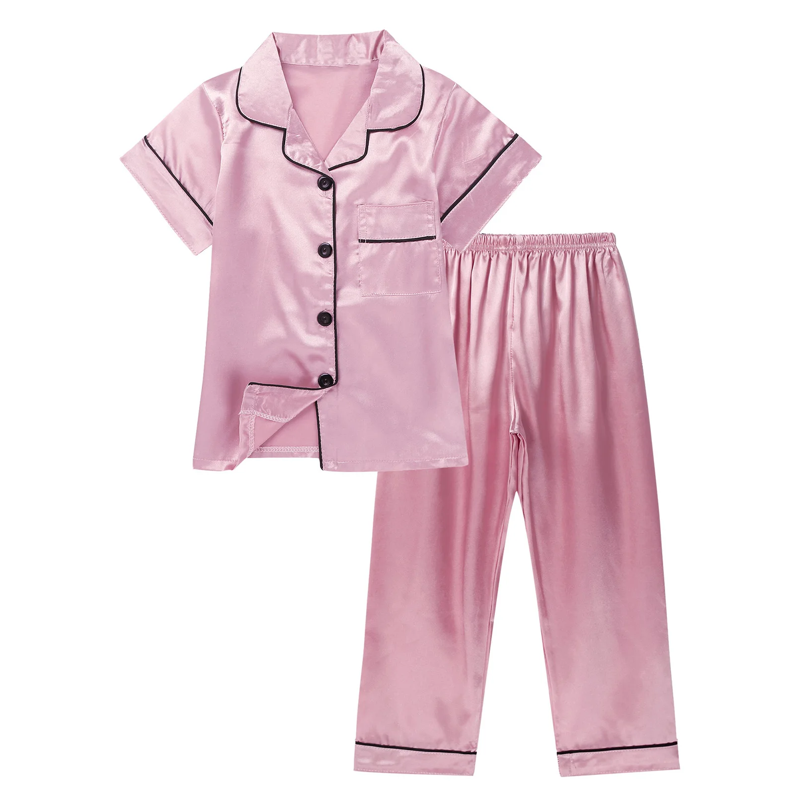 

Short Sleeve Child Blouse Tops+Shorts Sleepwear Pajamas Kids Clothes Baby Pajama Sets Boys Girls Solid Nightwear Outfits Set