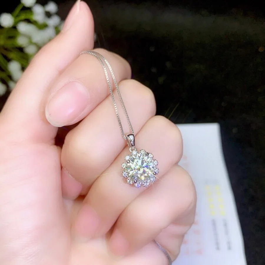 Kkmall Store круглые серебряные подвески Moissanite 2.00ct D VVS Роскошные Подвески Moissanite серьги-гвоздики Moissanite neckla