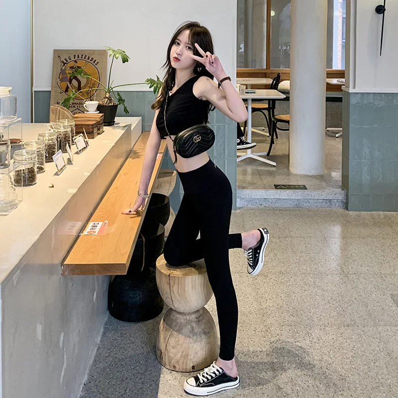 Разборчивого с завышенной талией леггинсы для фитнеса женщин брюки сплошной