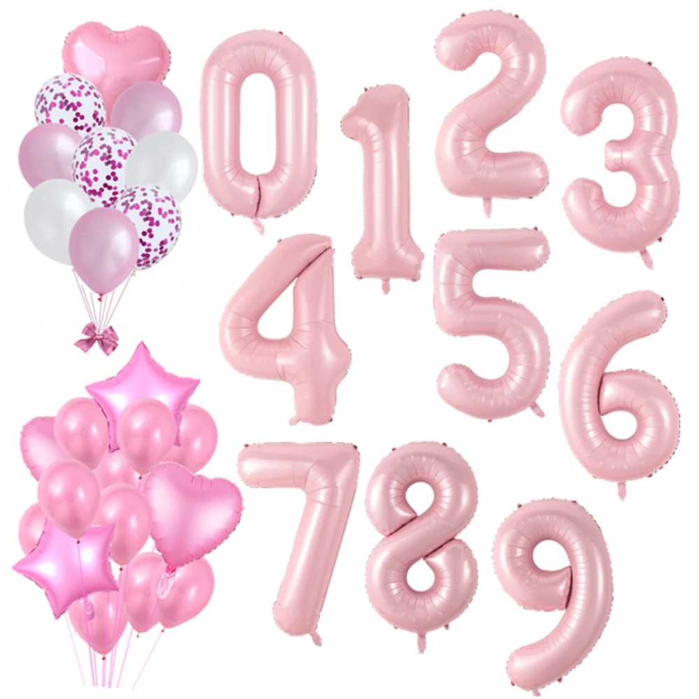 

40-дюймовый надувной воздушный шар из фольги розовые воздушные шарики в виде цифр 0 1 2 3 4 5 6 7 8 9, 18, украшение для вечеринки в честь Дня рождения,...