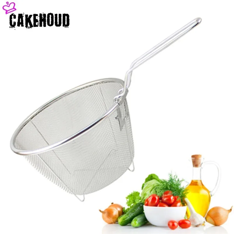 CAKEHOUD Жарка инструменты для приготовления пищи из нержавеющей стали складной фритюрница корзина жарки фильтр для сковороды пищевой дуршлаг. Утечки масла. Какао-сито