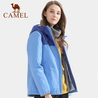 camel official men women outdoor cotton jacket winter color block waterproof jacket mountain climbing coats keep warm clothing