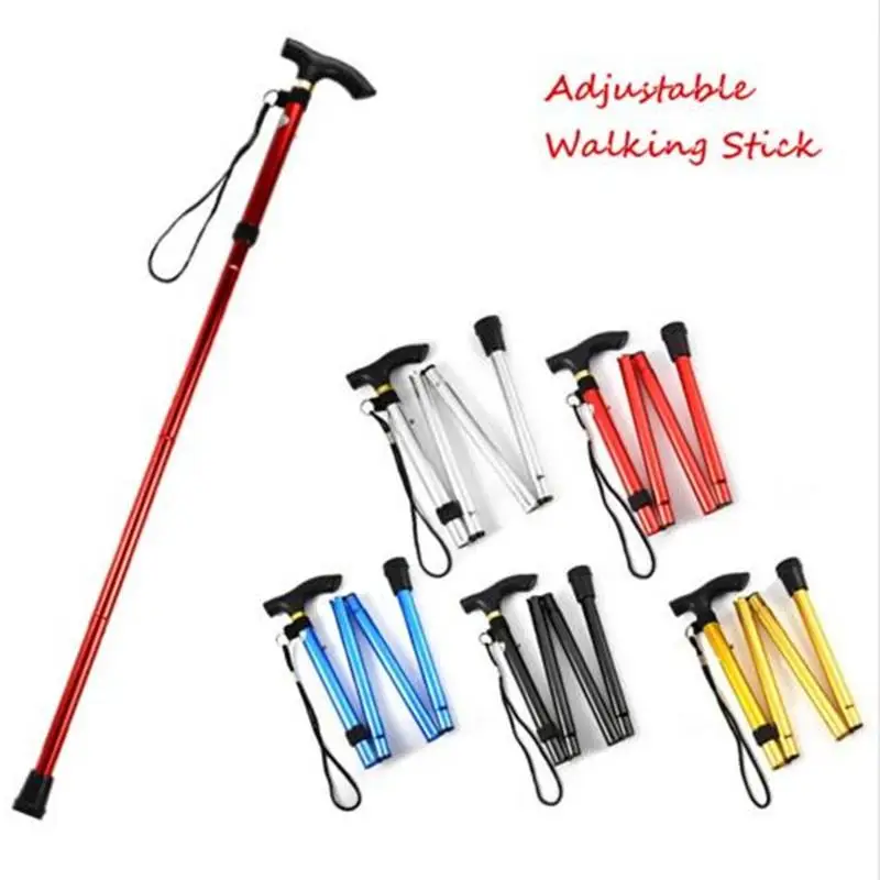 

5 Colors Walking Stick Hiking Walking Trekking Trail Ultralight 4-section Adjustable Canes Aluminum Alloy Folding Cane