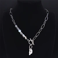 2022 stainless%c2%a0steel flash stone statement necklace women p letter necklace hip hop jewelry collar acero inoxidable nxs03