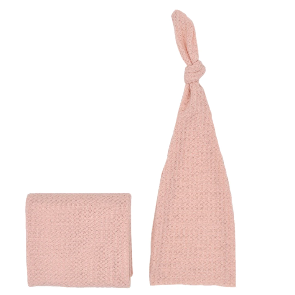 

2pcs/set Baby Sleepy Cap Infant Photography Prop Cute Knotting Shoot Stretchy Studio Soft Knitting Newborn Wrap Accessories