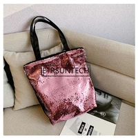 10pcs Tote Bag Women Sequins Colorful Shoulder Bags Princess Shopping Bags Bling Handle Bags Shoulder Messenger Handbags