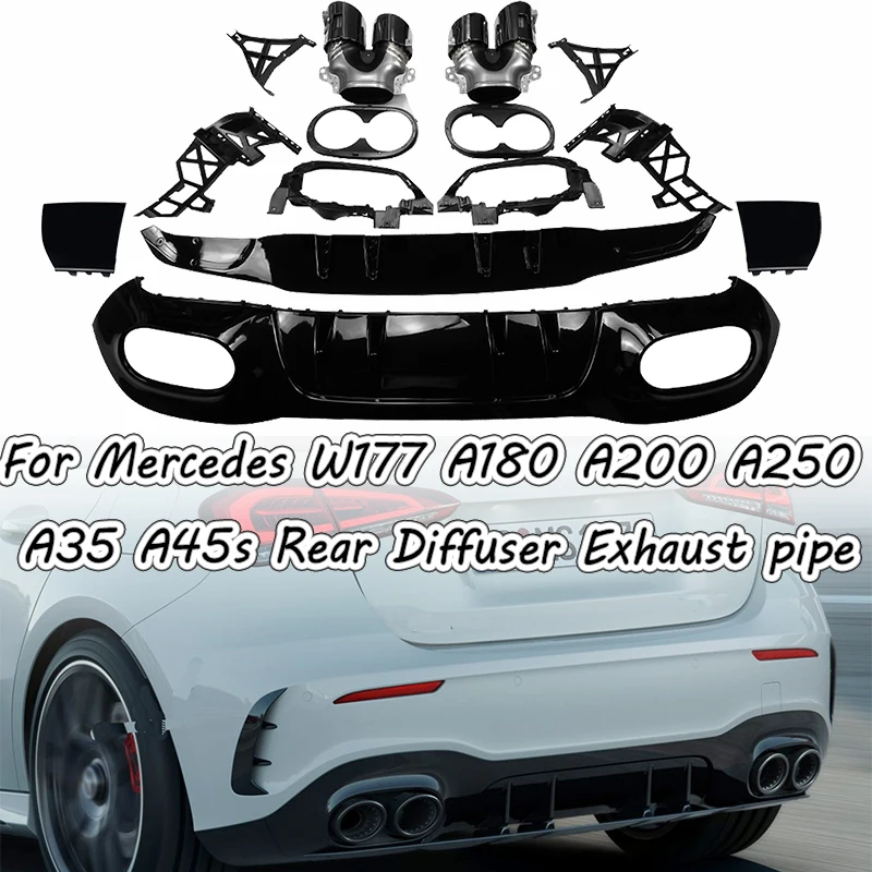 W177 A35 A45 Rear Bumper Muffler Exhaust Tip Diffuser Splitter Spoiler For Mercedes Benz A180 A200 A250 AMG 2019 2020 2021 2022+