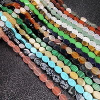 28pcs natural flat egg shaped semi precious stone beads making for jewelry bracelet necklace accessories length40cm size 10x14mm