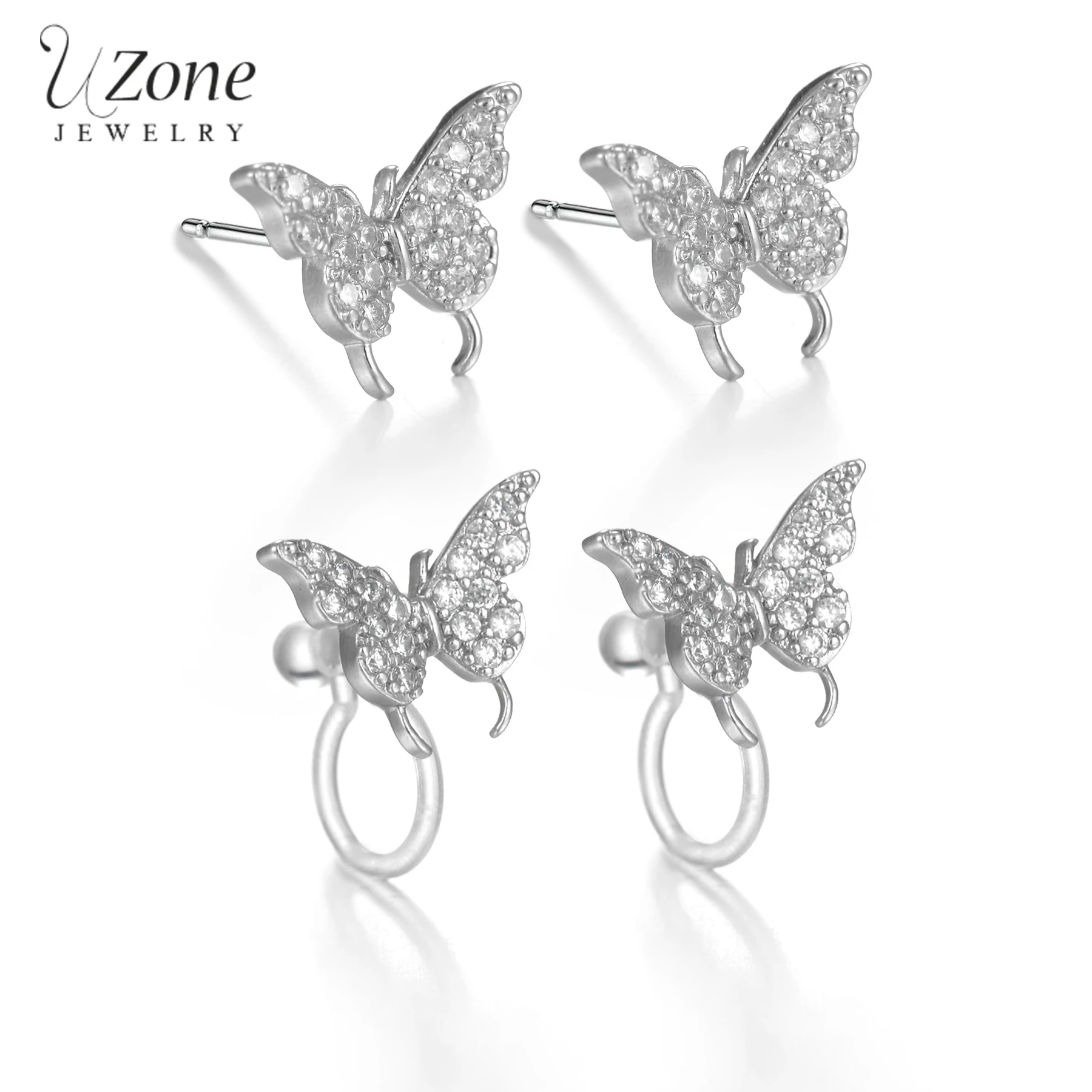 

UZone романтические циркониевые серьги-гвоздики в форме сердца из нержавеющей стали с кристаллами для женщин и девочек, свадебные ювелирные и...