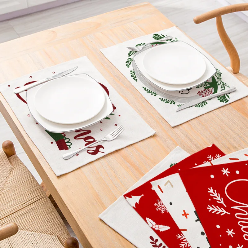 Fuwatacchi Рождественский Декор столовые салфетки льняные Нескользящие коврики