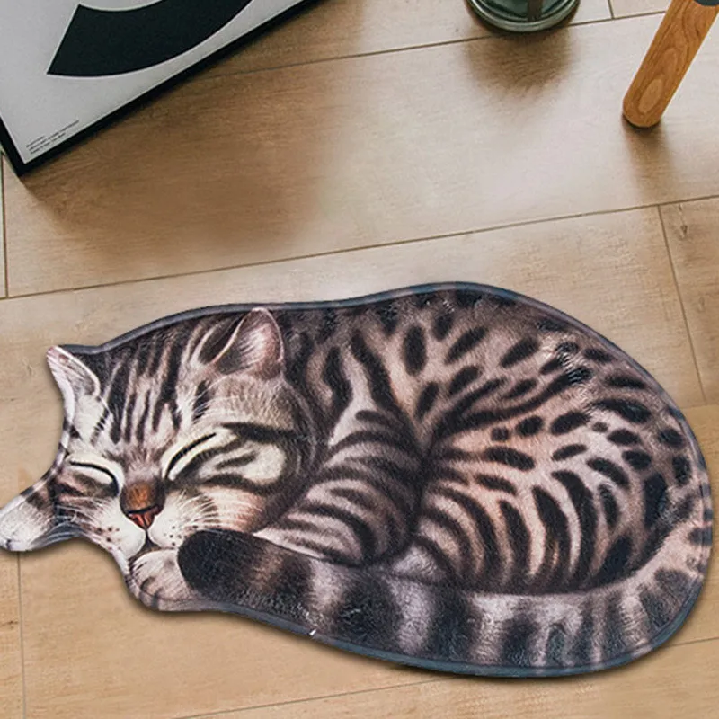 Творческий Большой 3D Печати Спящая Кошка Коврики Прихожая Дверной Ковер