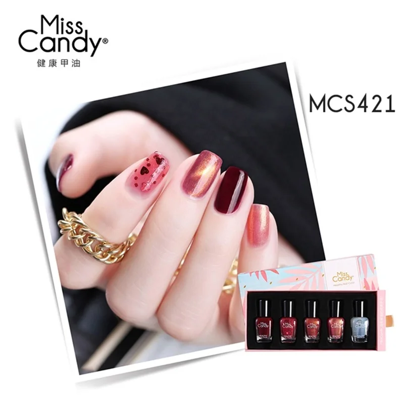 Miss Candy набор для снятия лака для ногтей здоровая Зачистка нетоксичный тупой кошачий глаз Halo краситель пять бутылок дополнительно красочный лак для ногтей - Цвет: MCS421 5-piece set