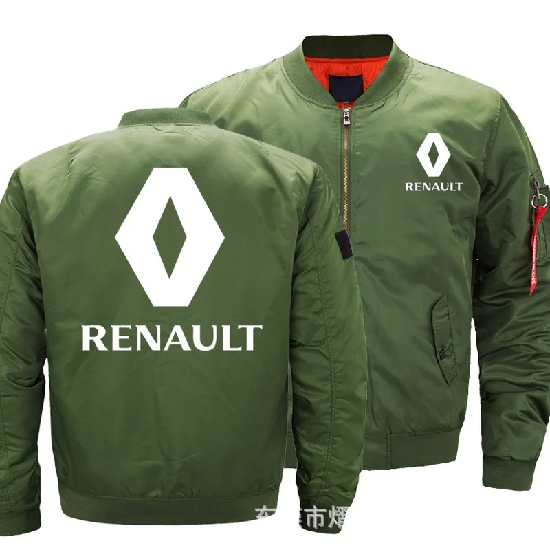 

2021 New Mens Warm Renault Fit Fly Pilot jacket Car Logo Print Sweatshirt Hip Hop Male Coat jacket S-3XL