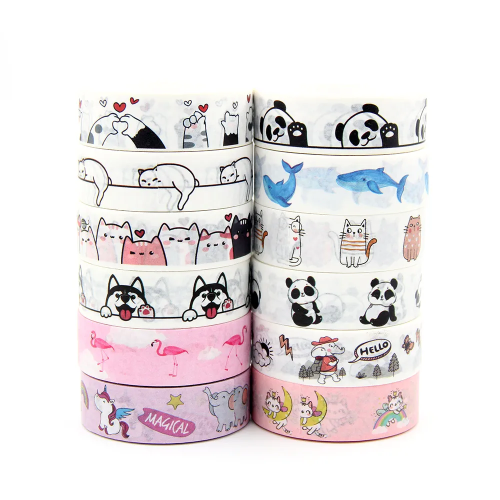

2021 NEW 1PC 10M Cat Paws Little Heart Panda Animal Balloon Elephant Blue Whale Decorative Washi Tape Scrapbooking Masking Tape