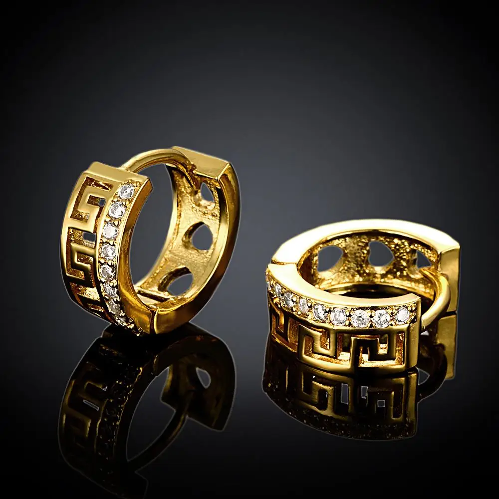 

New Hot Sale Fashion Round Hollow Zircon Gold Earrings E052-A Earrings for Women Stud Earrings Fashion Jewelry 2020