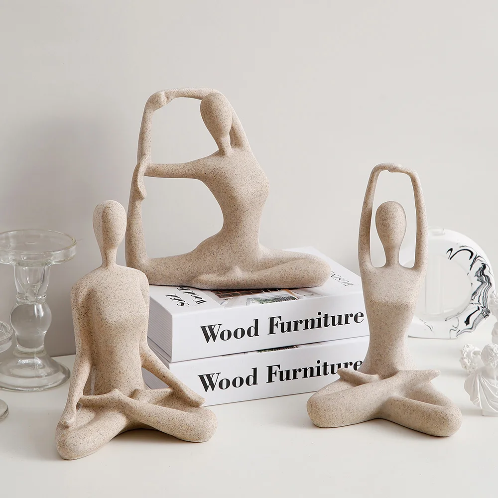 

Home Decoraion Accessories Modern Resin Sculpture Abstract Living Room Decor Yoga Model Statues Office Desk Rustic Decorative