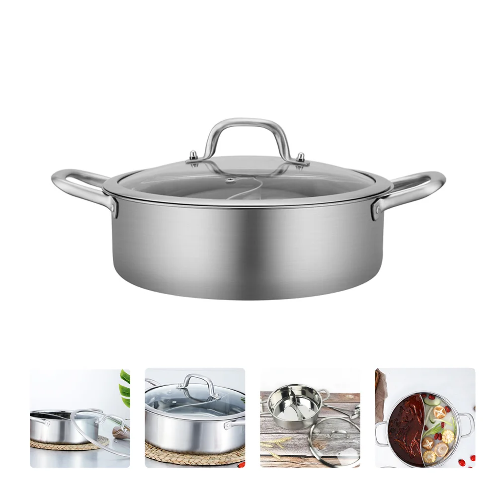 

Индукционная плита, суповая кастрюля из нержавеющей стали, двухсторонняя суповая посуда