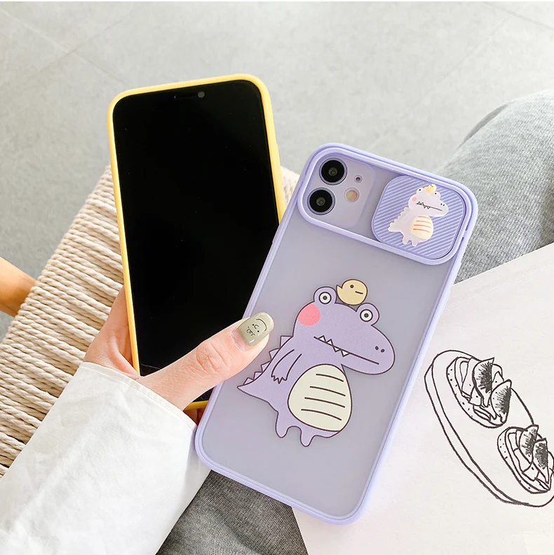 

Dinosaur Lens Protection Phone Case For iPhone SE 2 11Pro Max X XS Max XR Lovely Soft Silicone Cover For iPhone 11 7 8 Plus