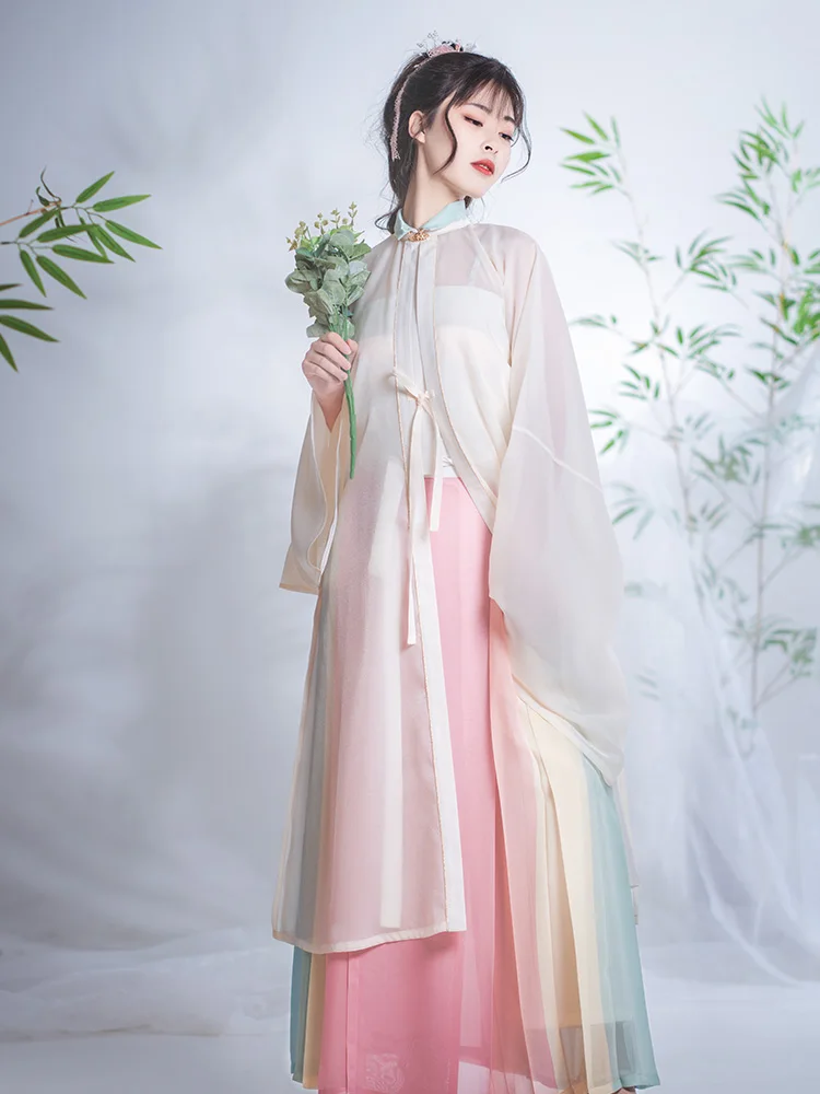 Rainbow Sugar Original Authentic Hanfu Women's Ming Ma Skirt Rainbow Skirt Horse Face Seven Color Skirt Cabbage Complete Set