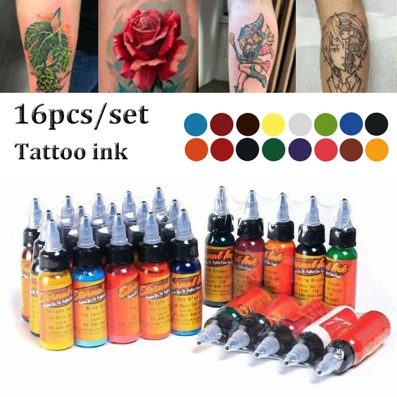 16 шт. 30 мл/бутылка вечная набор чернил для татуажа бутылка с пигментом
