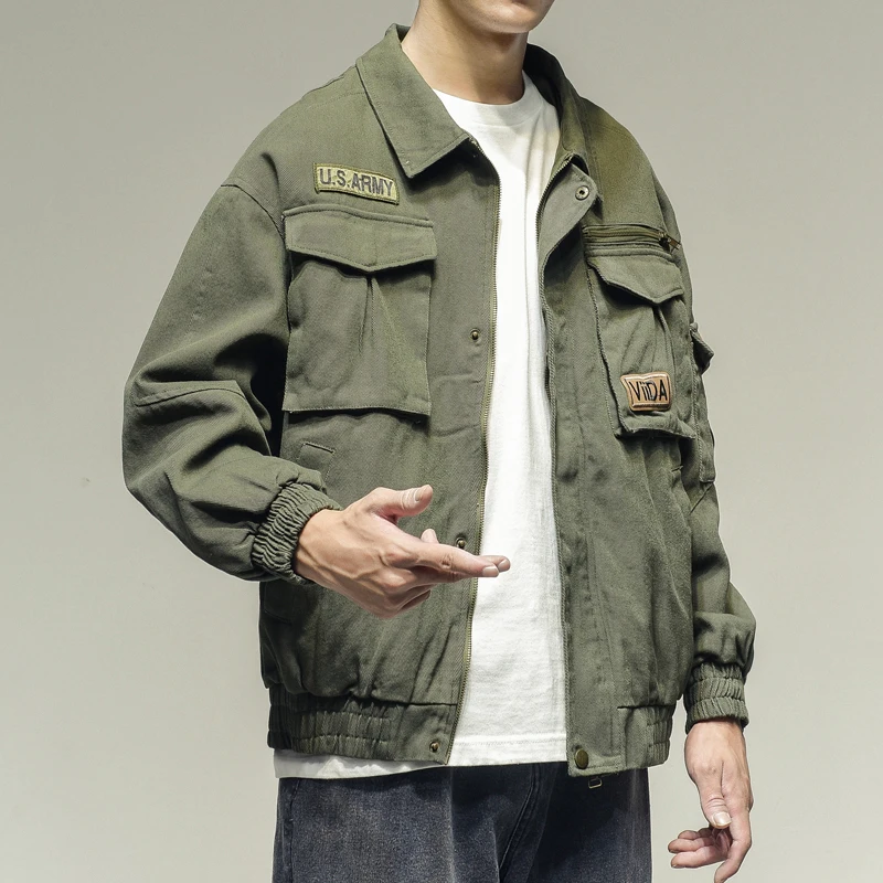 Высокое качество Армейский Зеленый Военный Стиль Куртка бомбер мужская Японская