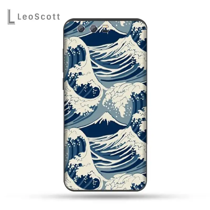 

Cover Cartoon Wave Art Japanese Phone Case For Huawei Honor view 7a5.45inch 7c5.7inch 8x 8a 8c 9 9x 10 20 10i 20i lite pro