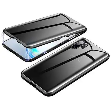 Black Конфиденциальности магнитное закаленное стекло чехол для samsung A50 A70 Galaxy S8 S9 S10 S10e Plus, Note 8, 9, 10, металлический кошелек Флип Ретро мягкий чехол для телефона протектор - Цвет: Black