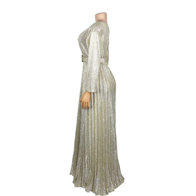 Robe De Soiree, вечернее платье с блестками, Волшебная нить, горячее тиснение, о-образный вырез, плиссированные вечерние платья, торжественное платье для женщин, элегантное