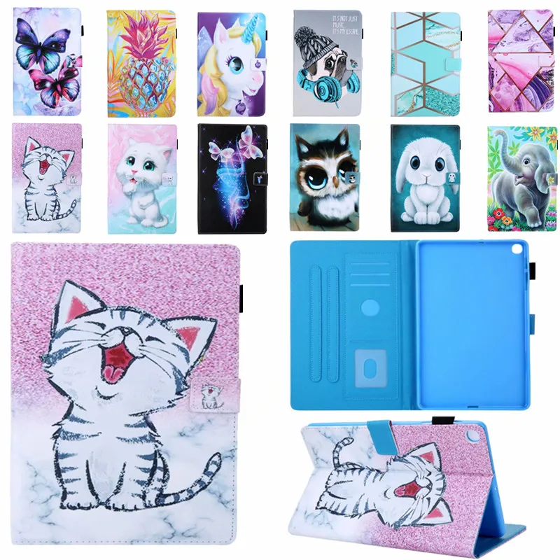 Кожаный чехол-книжка с милым рисунком кошки и кролика для Samsung Galaxy Tab A 8 4 2020 дюйма