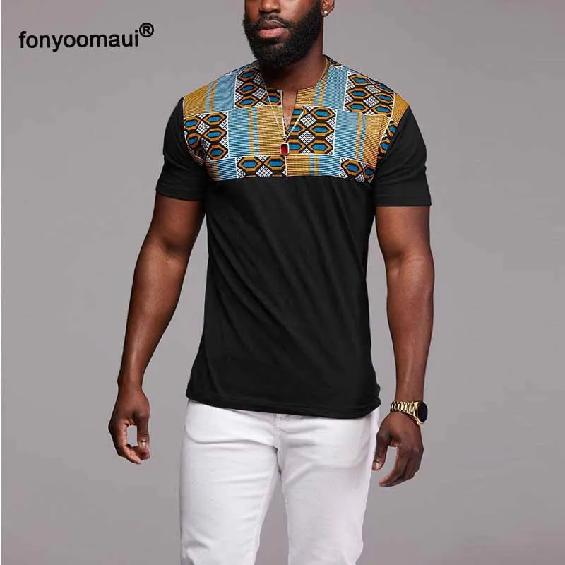 Мужская футболка с короткими рукавами и v-образным вырезом Приталенная принтом в