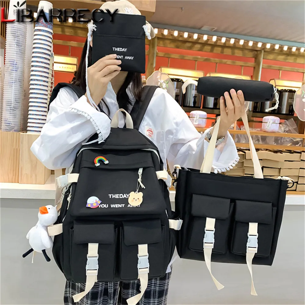 Женский рюкзак с милым кулоном, Новый Многофункциональный школьный рюкзак со вставками для женщин, школьные сумки 2021, Высококачественная н...