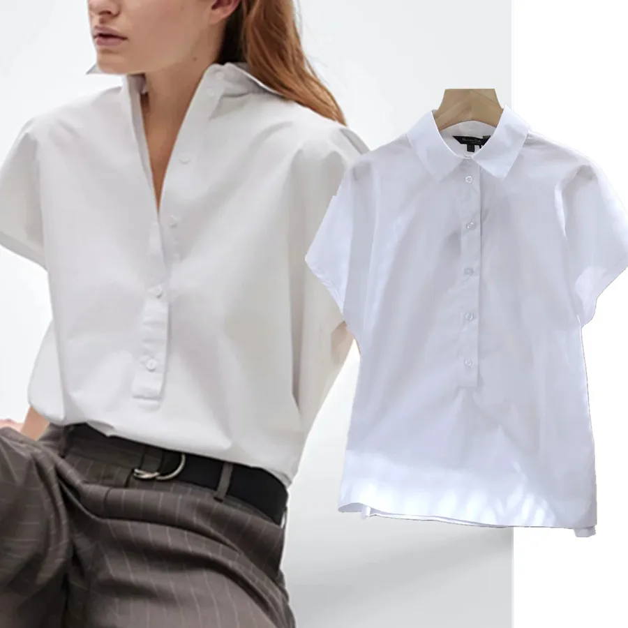 

Женская Увядшая летняя блузка SYJ, простая однотонная белая Свободная рубашка-кимоно в английском стиле, модное кимоно в стиле Инди