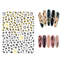 10pcs color leopard print transparent japanese pink sakura flower nail sticker nail art