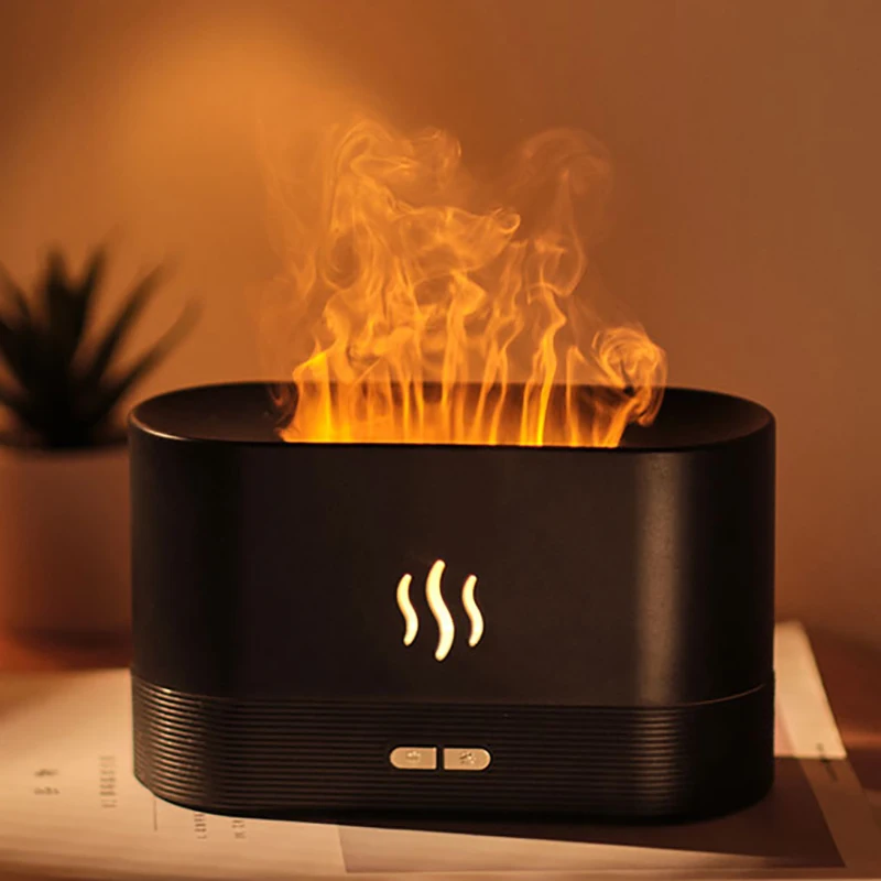 

USB Flame Humidifier Essential Oil Diffuser Simulation Flame Ultrasonic Air Humidifier Aromatherapy Diffuser For Home Office