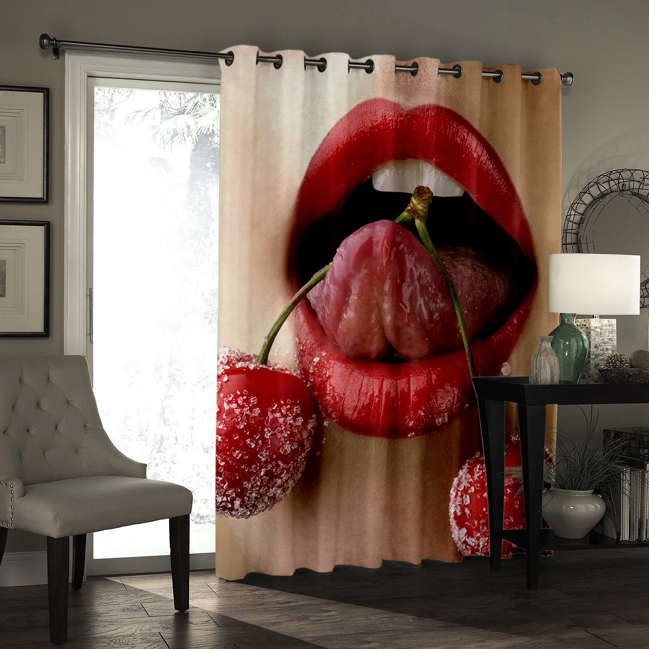 Сексуальная Красная вишневая занавеска для окон с изображением губ занавески