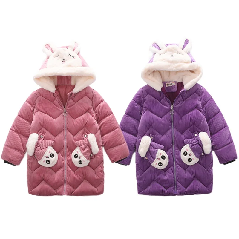 Детская зимняя куртка теплое пальто для девочек Толстая парка с капюшоном и