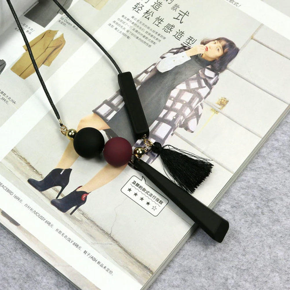 Новое винтажное кожаное ожерелье с кисточками в стиле бохо цепочка для свитера