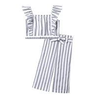 kids girls summer clothes set fashion striped outfits sleeveless crop top pants 2pcs children casual tracksuits suit