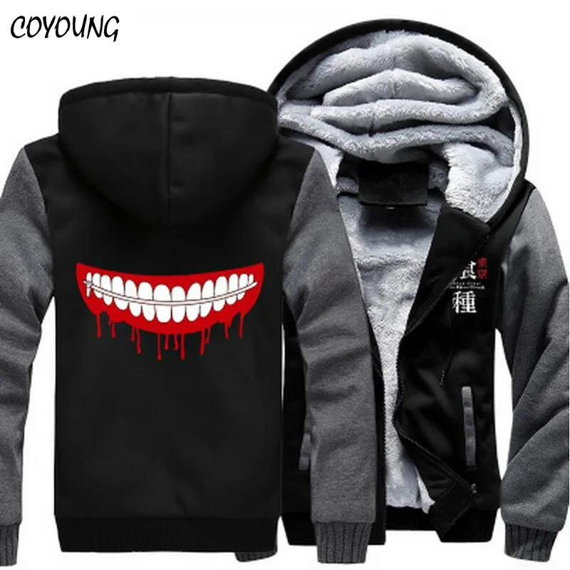 Мужские толстовки с капюшоном американского размера Аниме Tokyo Ghoul зимняя