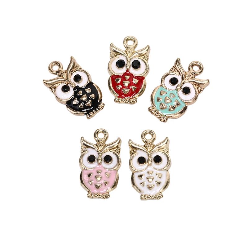 10 шт./лот эмалированный браслет с изображением животных Совы ожерелье подвески