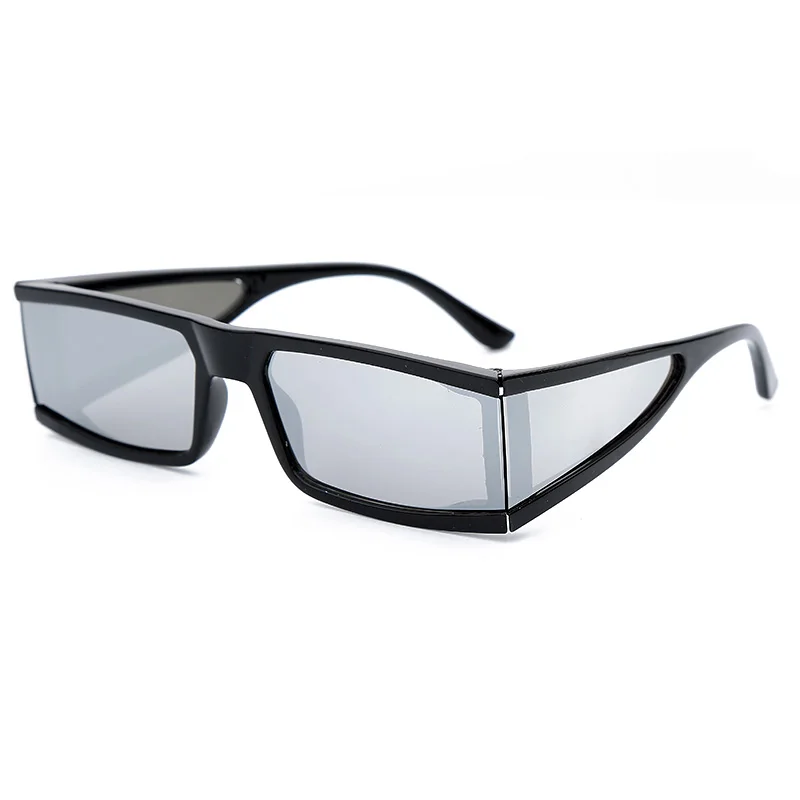 1Black silver Модные серебряные бурные женские солнцезащитные очки, четыре зеркала, квадратные маленькие солнцезащитные очки, роскошные брендовые винтажные черные панковские мужские солнцезащитные очки zonnebril dames - Цвет линз: 1Black silver