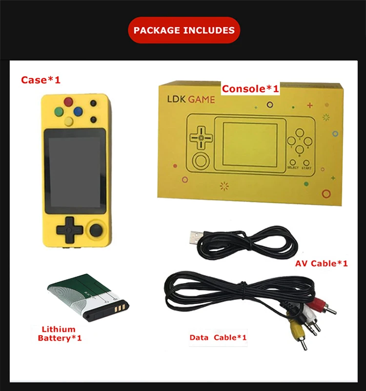 

Retro LDK Mini Handheld Game Player Video Game Consoles Open Tony System With 1000 Games For PS1/CPS/GBA/SFC/MD/ GBC/GB AV Out