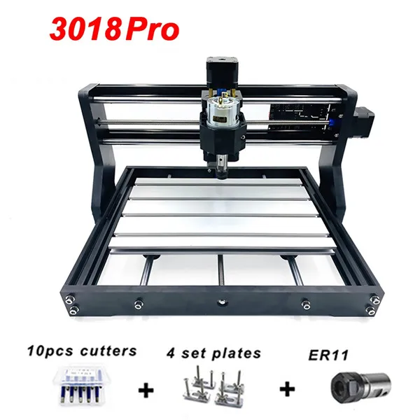 Серебристый CNC 3018 PRO лазерный гравированное дерево фрезерный станок с ЧПУ GRBL ER11 Хобби DIY гравировальный станок для дерева PCB ПВХ Мини CNC3018 гравер - Цвет: Серебристый